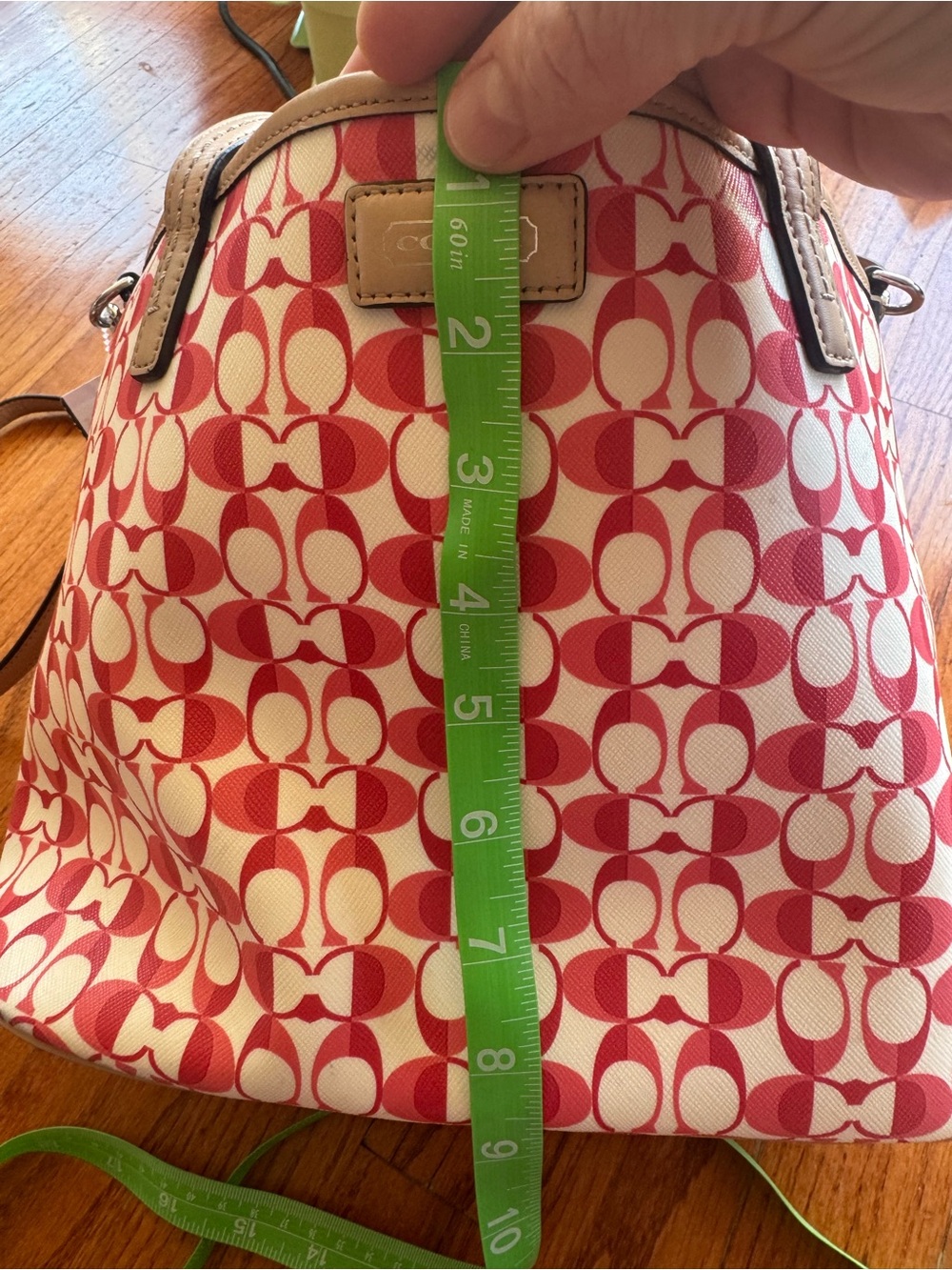 Coach Pink Signature Canvas Tote with Tan Trim - Picture 12 of 14